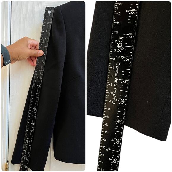 Vintage Pendleton Black Virgin Wool Shoulder Pads Boxy Crop Blazer Size 6 USA - Picture 10 of 13